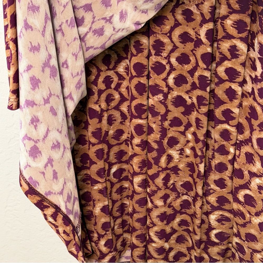 Lauren Ralph Lauren Faux Wrap Midi Dress Leopard Print Purple and Brown Size 4 - Picture 5 of 9